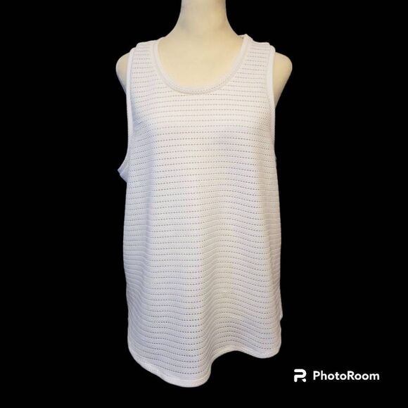 Banana Republic White Crochet Tank Top Sleeveless Keyhole Back Women's Size Larg - Picture 1 of 6